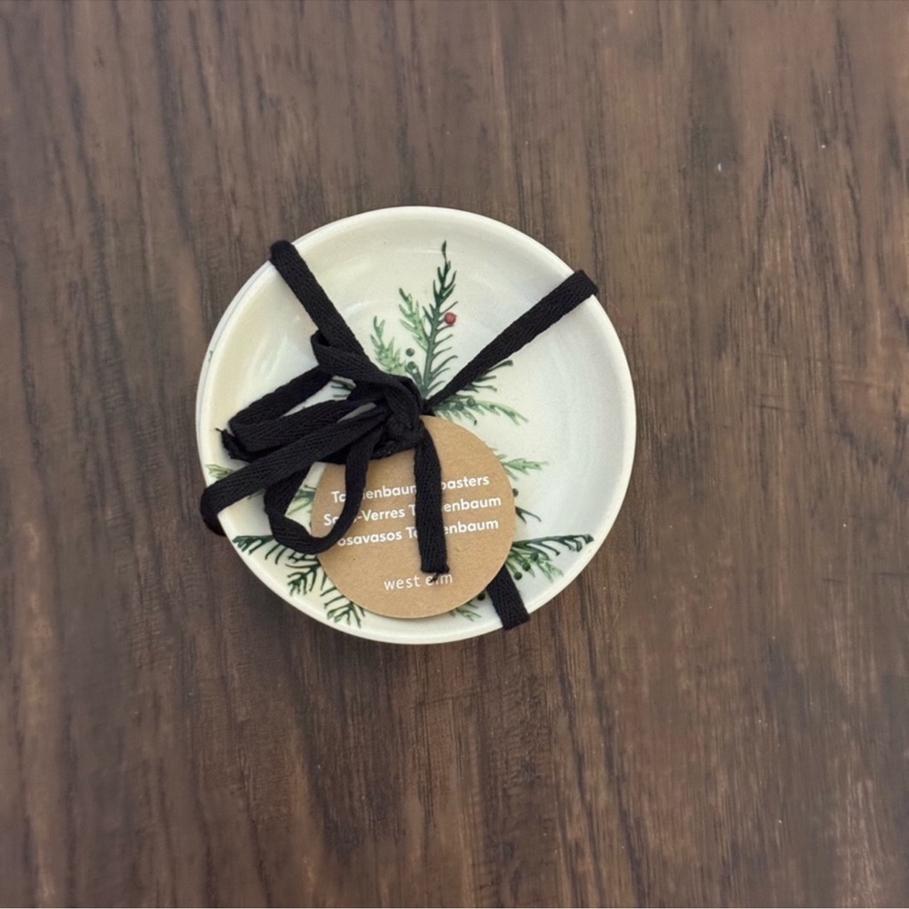 West Elm Tannenbaum Holly stoneware coasters set 
Set of 4